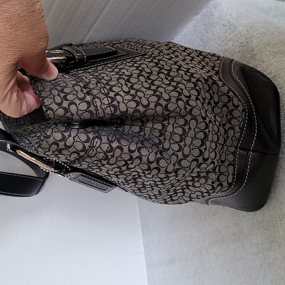 Coach vintage signature C and leather shoulder handbag - Picture 4 of 16